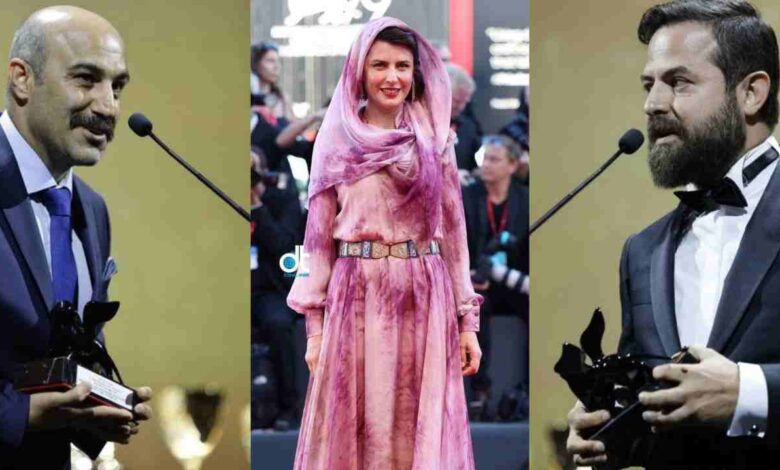 لیلا حاتمی، محسن تنابنده و هومن سیدی در اختتامیه جشنواره ونیز